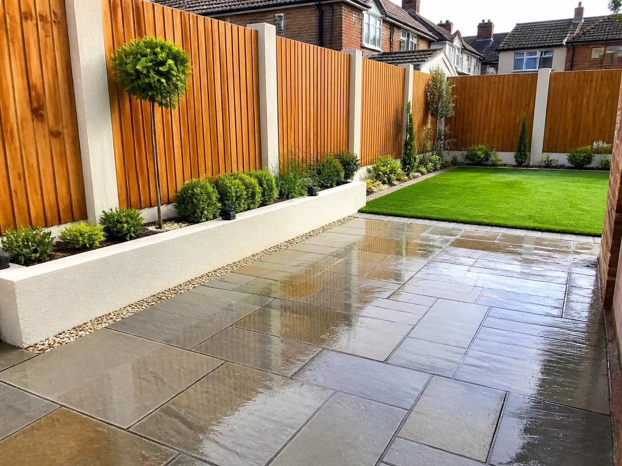 Restored patio and timber fencing